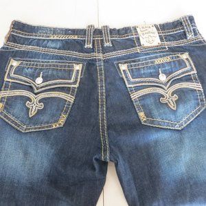 Rock Revival Pablo Jeans Relaxed Straight Denim Blue Jeans 44x30